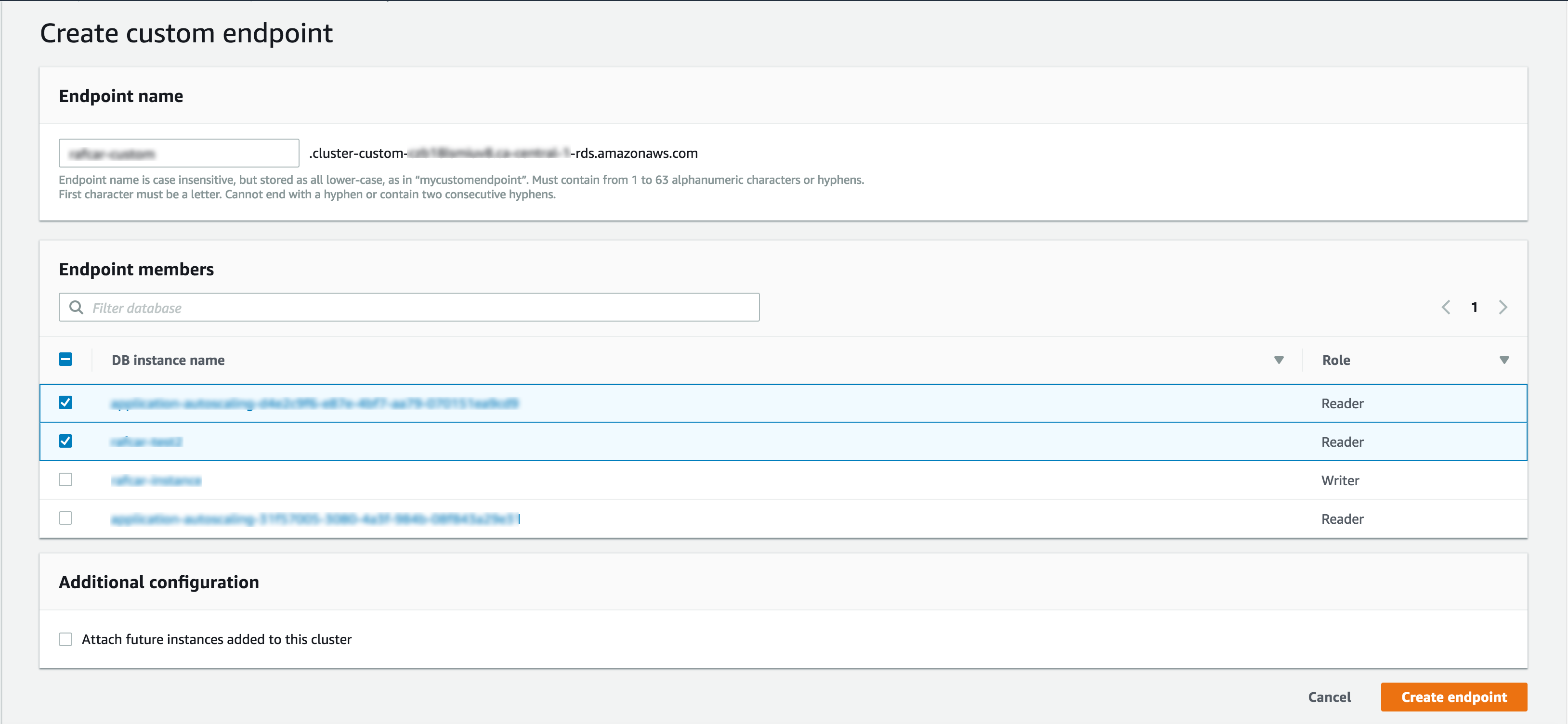 screenshot of Amazon Aurora